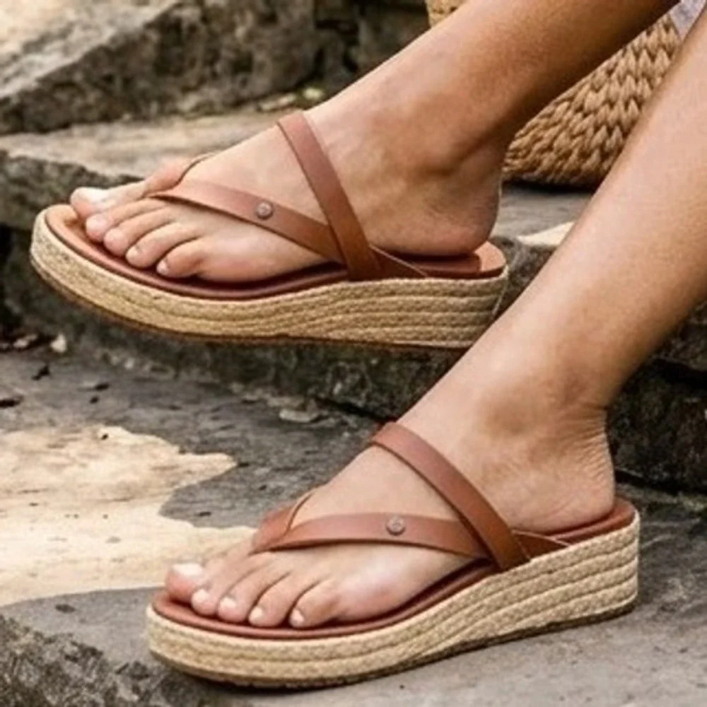 Reef Vista Carmen Brown Espadrille Platform Sandals Womens 10 Strappy Sandal